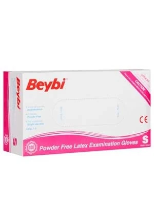 Beybi Lateks Pudrasız Muayene Eldiveni Small Beyaz 100"lü ürün görseli 1