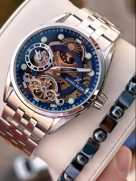 Daniel Klein Otomatik Erkek Kol Saati 30 Metre Suya Dayanıklı Çelik Kordon + Bileklik Hediyeli  VS.BLKT.0697 ürün görseli