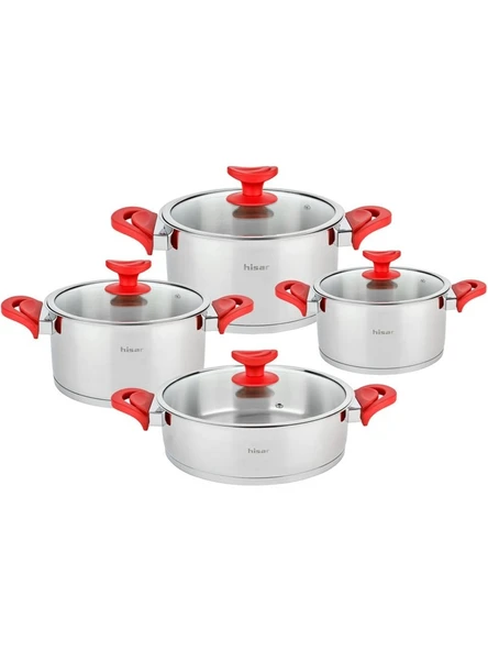 Hisar Vega Soft Touch 8 Parça Çelik Tencere Seti - Resim 2
