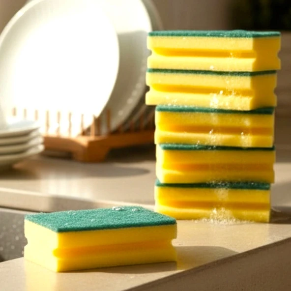 Technow Jumbo Büyük Boy Vip Kaliteli 14 x 7 cm Oluklu Bulaşık Süngeri 5 Adet - Resim 6