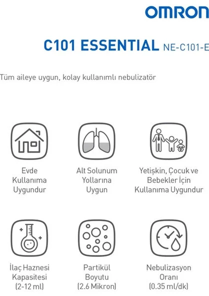 Omron C101 Essential Şarjlı Nebulizatör - Aile için Uygun, Taşınabilir ve Kolay Temizlenebilir, Ev ve Seyahat İçin İdeal ürün görseli