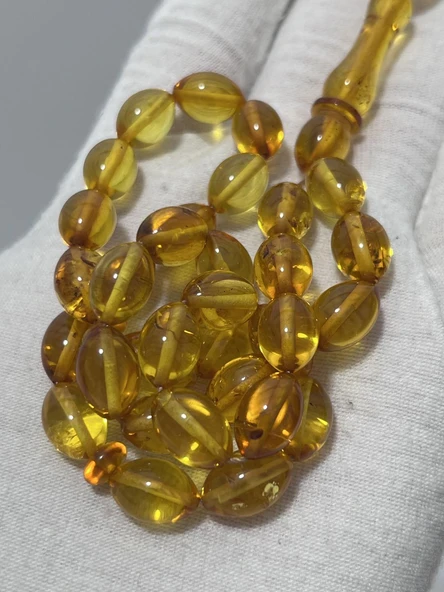 Doğal Kaya Damla Kehribar Tesbih 33lük 16,16 Gram - Resim 4