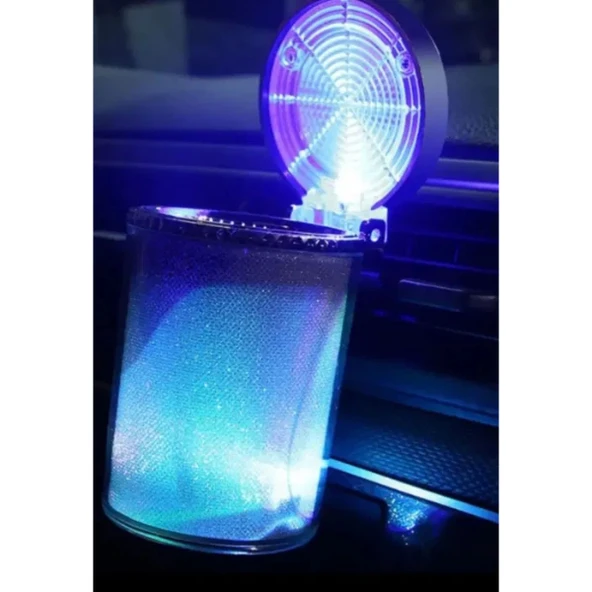 Periboia Araç İçi Oto Kokusuz Küllük RGB Işıklı Kapaklı - Resim 3