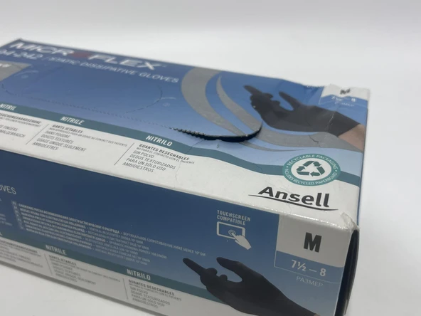 Ansell 94-242, MICROFLEX Antisatik Siyah Nitril Eldiven M Beden (100’lü Paket) - Resim 3