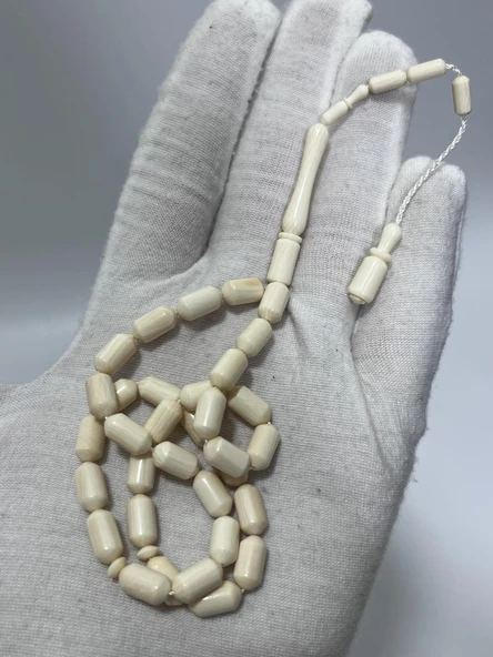 Kesme Fildişi Tesbih 12,39 Gram - Koleksiyonluk Fil Dişi Tespih - Resim 3