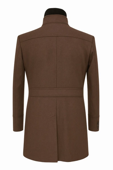 Erkek Slim Fit Kaşe Kaban – Çıkarılabilir Ribanalı Fermuarlı Yaka, S–XXL - Resim 11