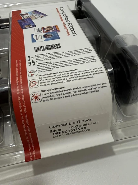 Evolis RCT017NAA Metalik Gümüş Monokrom Ribon - Resim 4