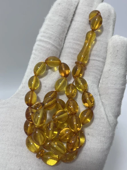 Doğal Kaya Damla Kehribar Tesbih 33lük 16,16 Gram - Resim 3