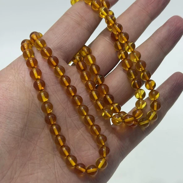 Doğal Kaya Damla Kehribar Tesbih 99luk 6,6mm 17,40 Gram - Resim 2