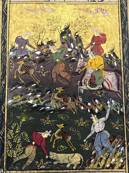 Altın Ormanda Cenk Adlı El Yapımı Minyatür Resim 28,5x17,5 cm - Resim 2