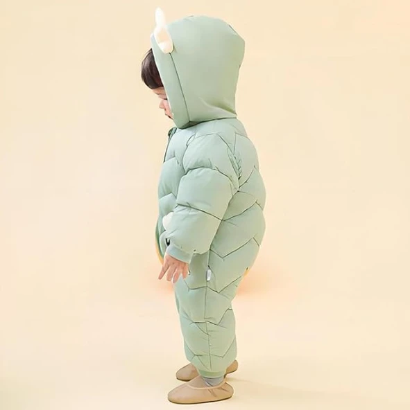 Bebek Fermuarlı Kozmonot Tulum Yeşil 90 Beden - Resim 4