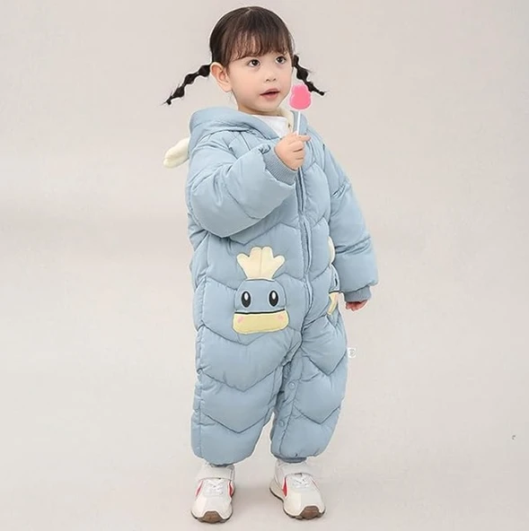 Bebek Fermuarlı Kozmonot Tulum Mavi 100 Beden - Resim 3