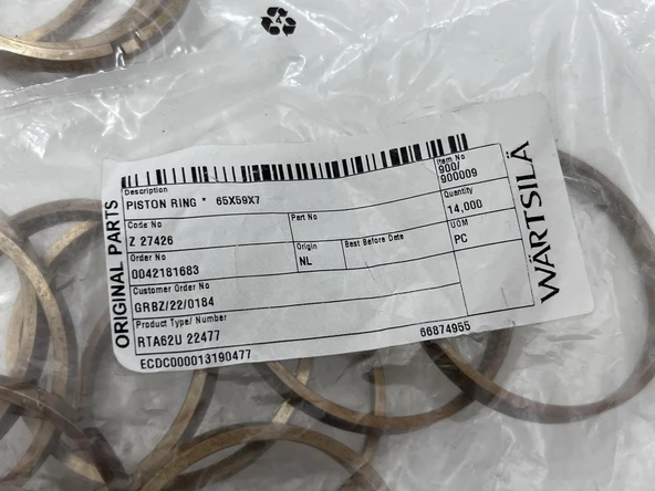 Wartsila Sulzer RTA62U Dizel Makine Piston Segmanı 65x59x7 (14 Adet) - Resim 6
