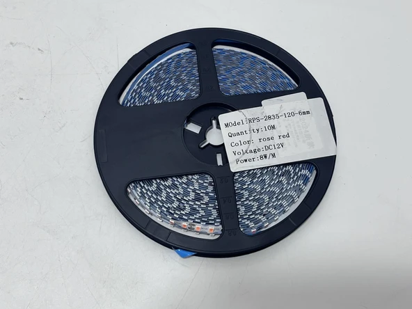 Rps-2835-120-6mm Yapışkanlı Şerit Led 10 Metre Gül Kırmızısı (120 Led/m - 12V) - Resim 3