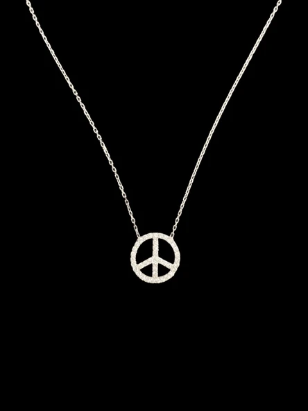 925 Ayar İthal Gümüş Barış Sembolü Model Kolye Şık ve Anlamlı Tasarım Hediye ürün görseli 1