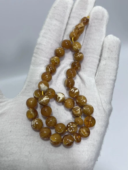 Doğal Kaya Damla Kehribar Tesbih 32lik 13,43 Gram - Resim 3