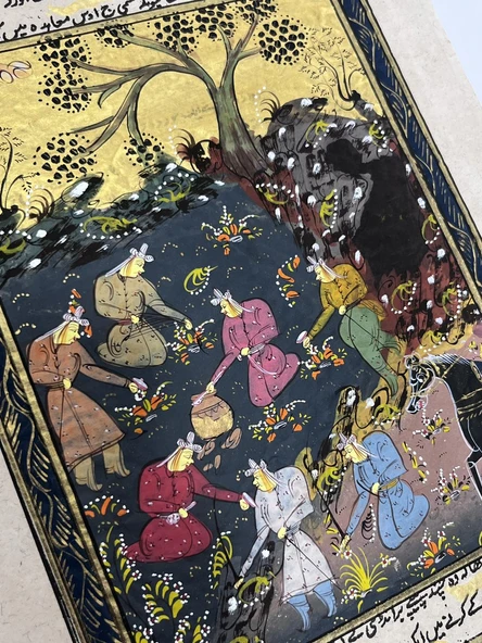 Gizemli Vadide Merasim Adlı El Yapımı Minyatür Resim 27,5x17,5 cm - Resim 3