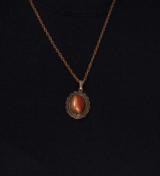 Doğal Taş Yemen Akik Doğal Taşlı Kadın Doğal Taş Otantik Kolye euk27byma - Resim 2