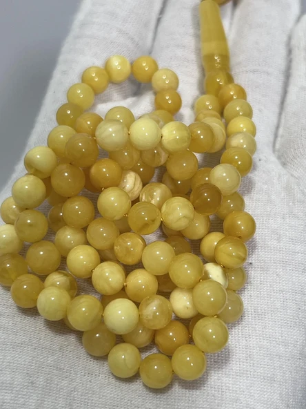 Doğal Kaya Damla Kehribar Tesbih 99luk 6mm 16,07 Gram - Resim 4