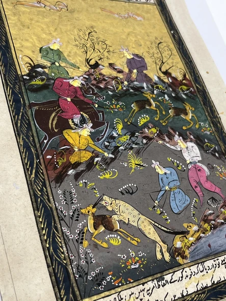 Atlıların Sessiz Anlaşması Adlı El Yapımı Minyatür Resim 27,5x17,5 cm - Resim 3