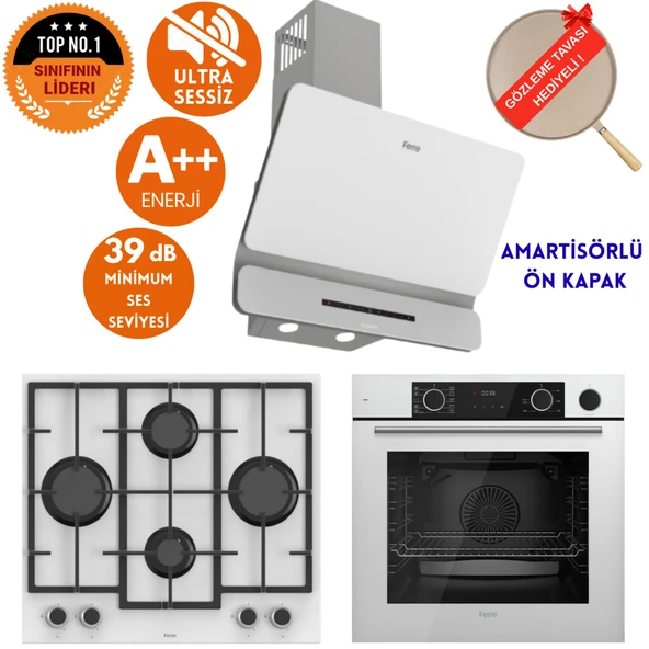 Ferre FryART &SteamART- SilentART COVE / Sessiz Beyaz Ankastre Set (D081-SA + XE64CB + LN386 ) ürün görseli