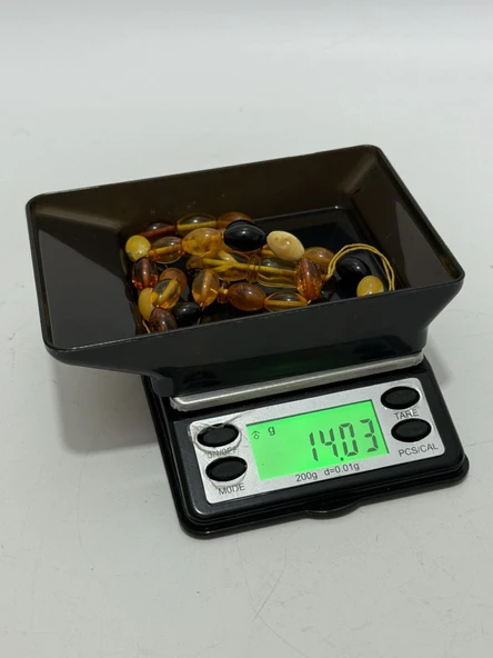 Renk Karması Doğal Kaya Damla Kehribar Tesbih 33lük 11,35x7,4mm 14 Gram - Resim 8