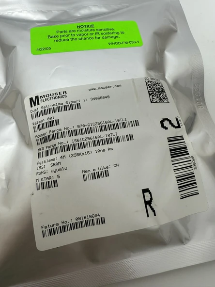 ISSI IS61C25616AL-10TLI 4M Sram 5 Adet - Resim 3