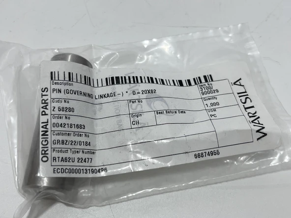 Wartsila Sulzer RTA62U Dizel Makine Goverking Linkage Pin 20x62 - Resim 6