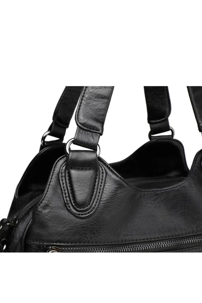 Yıkama Deri Omuz Askılı Kadın Çantası 21K Barcelona 1932 - Resim 6