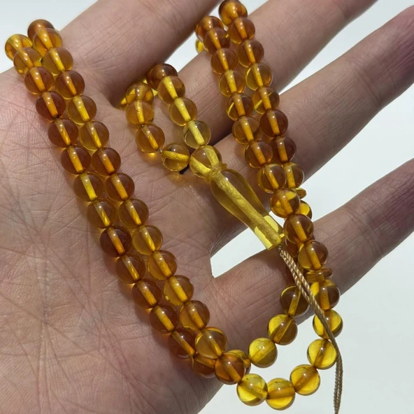 Doğal Kaya Damla Kehribar Tesbih 99luk 6,6mm 17,40 Gram - Resim 5