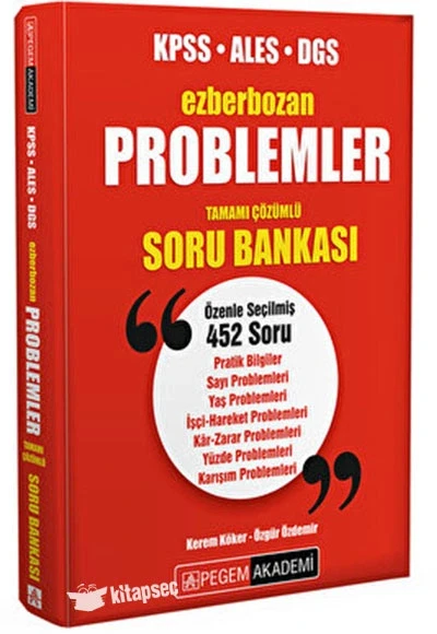 Pegem 2024 Kpss Ales Dgs Ezberbozan Problemler Çözümlü Soru Bankası ürün görseli 1