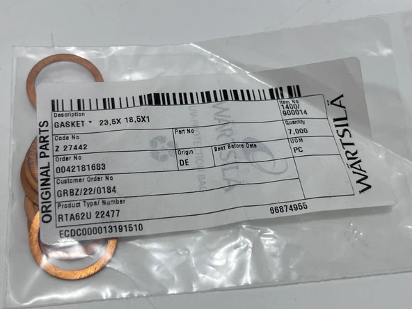 Wartsila Sulzer RTA62U Dizel Makine Conta 23,5x18,5x1 (7 Adet) - Resim 3