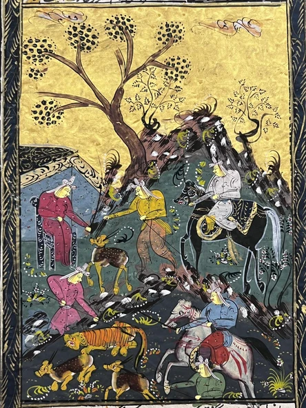 Ağacın Altında Yazılan Ferman Adlı El Yapımı Minyatür Resim 28x17,5 cm - Resim 2