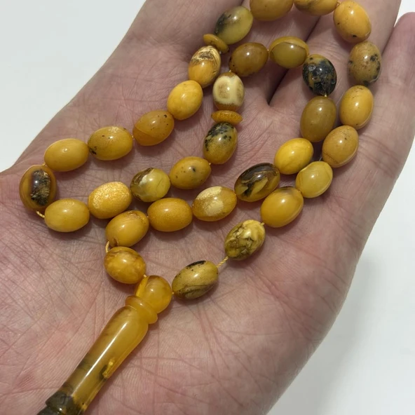 Doğal Kaya Damla Kehribar Tesbih 33lük 15,50 Gram - Resim 9