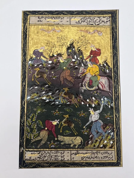 Altın Ormanda Cenk Adlı El Yapımı Minyatür Resim 28,5x17,5 cm - Resim 5