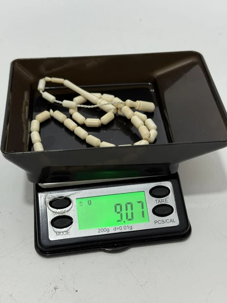 Kesme Fildişi Tesbih 9,06 Gram - Koleksiyonluk Fil Dişi Tespih - Resim 7