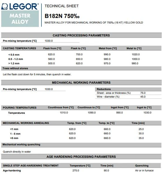 Legor B182N 18K Altın Döküm İşleme Alaşımı 200 Gram - Resim 3