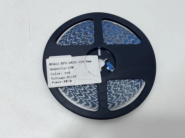 Rps-2835-120-6mm Yapışkanlı Şerit Led 10 Metre Kırmızı (120 Led/m - 12V) - Resim 3