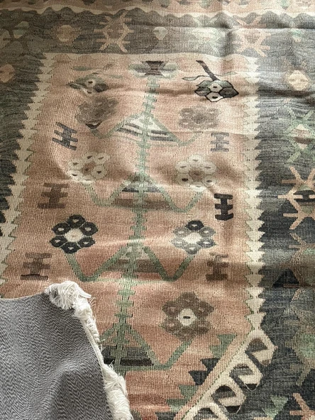 Püsküllü Kilim Desenli Halı 150x230 cm - Resim 3