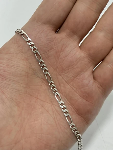 Zincir Motifli 925 Ayar Gümüş Bileklik 3,85mm 4,5 Gram - Resim 5