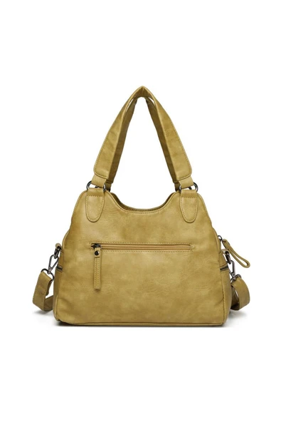 Yıkama Deri Omuz Askılı Kadın Çantası 21K Barcelona 1932 - Resim 2