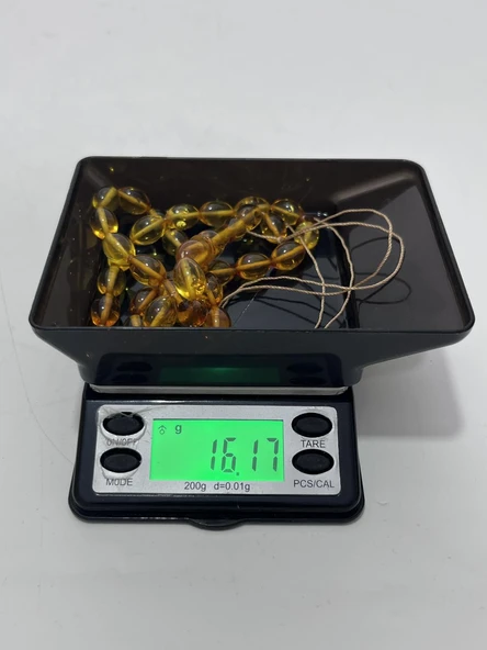 Doğal Kaya Damla Kehribar Tesbih 33lük 16,16 Gram - Resim 5