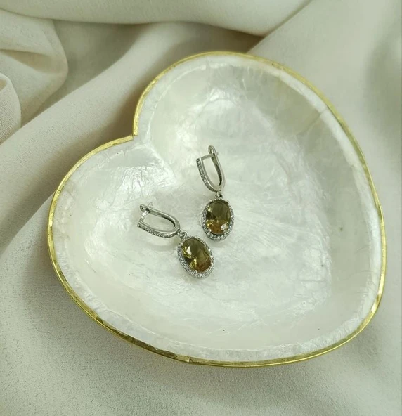 Küpe Zultanit Oval 925 Ayar Gümüş Renk Değiştiren Sultanit Sallanır Küpe - Resim 3