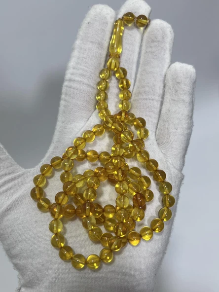 Doğal Kaya Damla Kehribar Tesbih 99luk 6,5mm 17,99 Gram - Resim 3