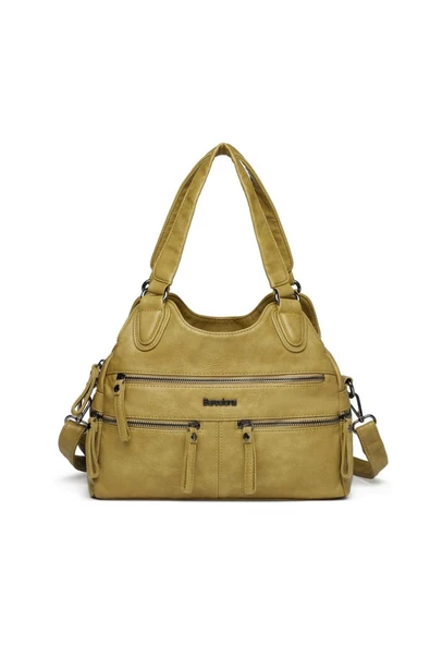 Yıkama Deri Omuz Askılı Kadın Çantası 21K Barcelona 1932 ürün görseli