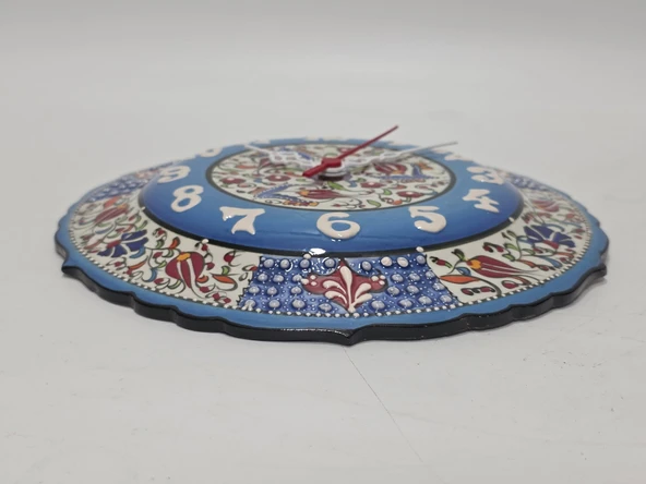 Çini Boyama Kabartma Duvar Saat 25cm - Çini Saat - Resim 5