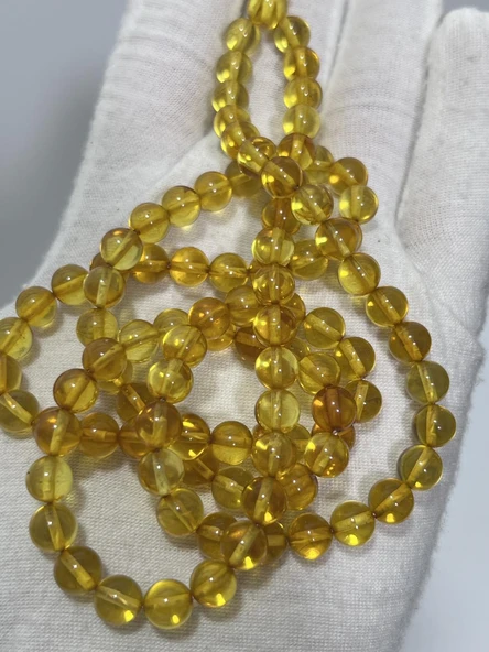 Doğal Kaya Damla Kehribar Tesbih 99luk 6,5mm 17,99 Gram - Resim 4