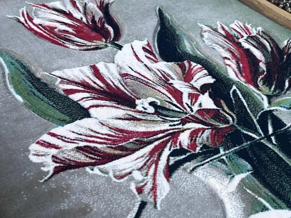 Sükûnetin Laleleri Adlı İran Tebriz Halı Tablo 94x74cm - Duvar Halı Kilim Tablo - Resim 4