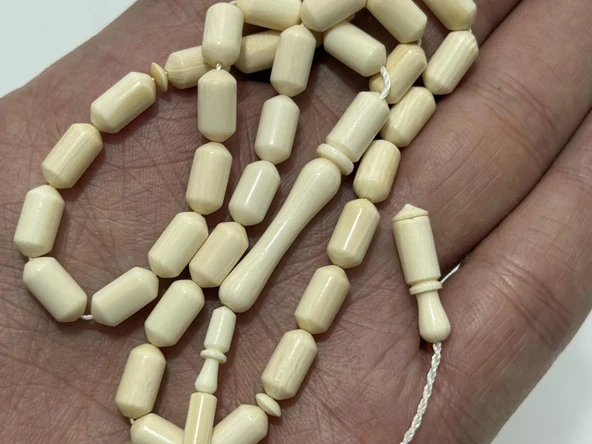 Kesme Fildişi Tesbih 13,12 Gram - Koleksiyonluk Fil Dişi Tespih - Resim 6