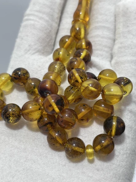 Su Damlası Doğal Kaya Damla Kehribar Tesbih 33lük 17,53 Gram - Resim 4